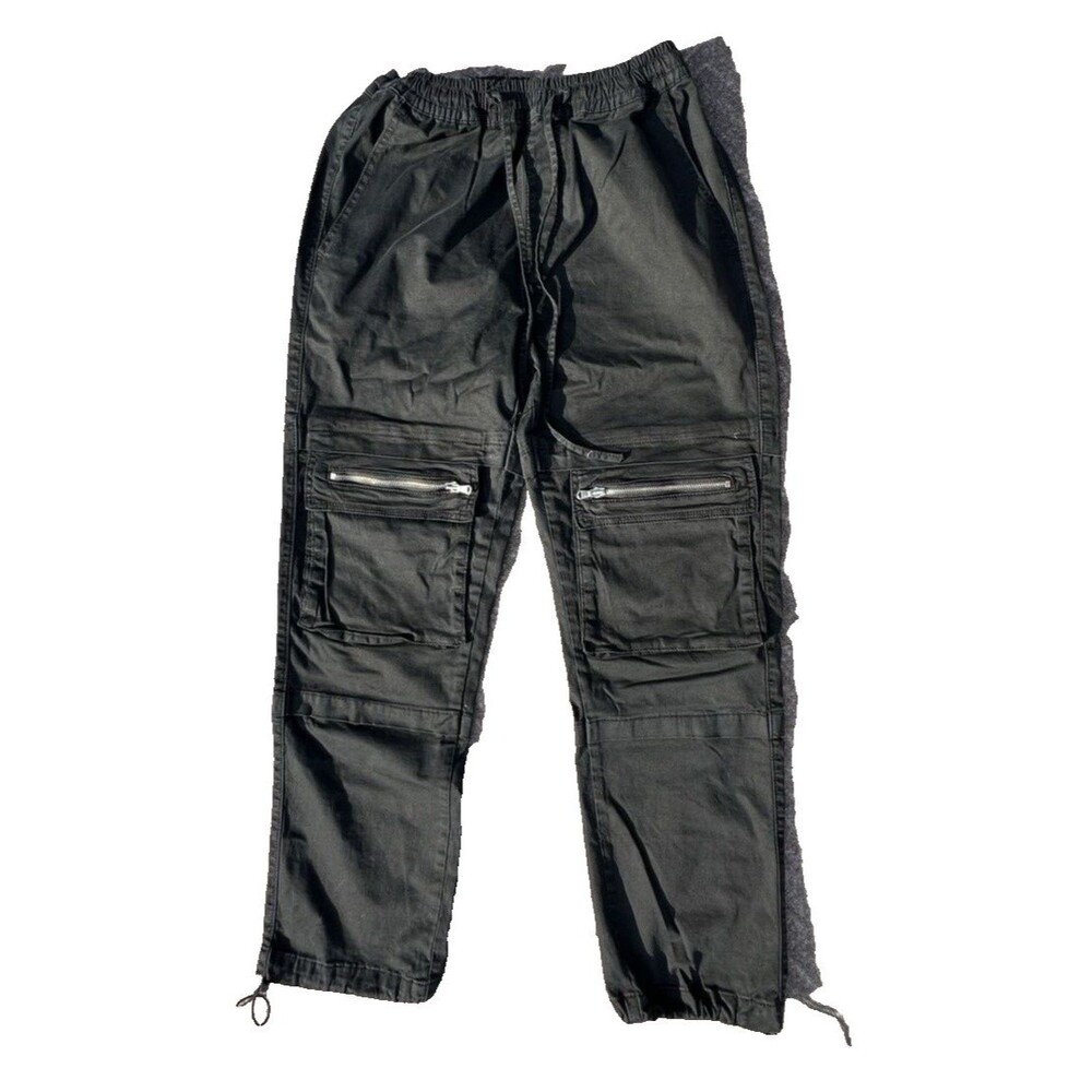 American Bazi Cargo RJJ-2972 Black Jogger Pants High Rise Streetwear Medium